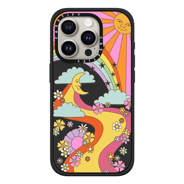 Marta Olga Klara x CASETiFY iPhone 15 Pro ケース マットブラック インパクトケース MagSafe対応 flower power retro hippie boho sixties pattern