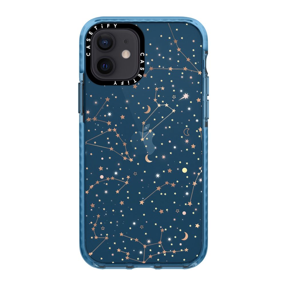 Space pattern on clear background/ gold stars and moon universe