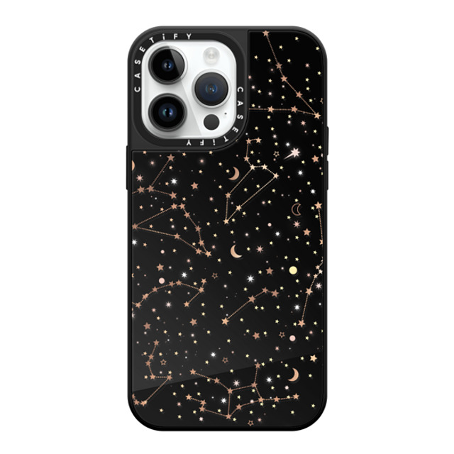 Marta Olga Klara x CASETiFY iPhone 14 Pro Max Case Star Black on Black ミラーケース MagSafe対応 Space pattern on clear background/ gold stars and moon universe Mother's Day Marta Olga Klara x CASETiFY iPhone 14 Pro Max Case Star Black on Black ミラーケース MagSafe対応 Space pattern on clear background/ gold stars and moon universe Mother's Day