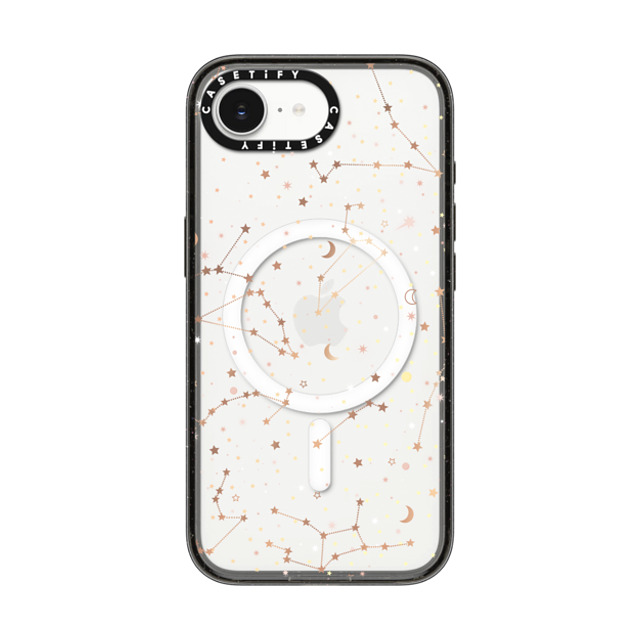 Marta Olga Klara x CASETiFY iPhone 16e Case Star Black Impact Case MagSafe Compatible Space pattern on clear background/ gold stars and moon universe Back to School Marta Olga Klara x CASETiFY iPhone 16e Case Star Black Impact Case MagSafe Compatible Space pattern on clear background/ gold stars and moon universe Back to School