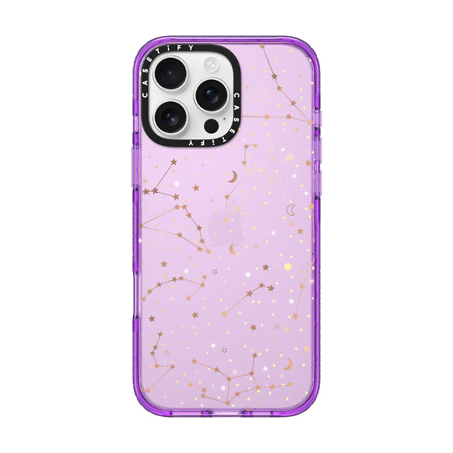 Marta Olga Klara x CASETiFY iPhone 16 Pro Max Case パープル Impact Case Space pattern on clear background/ gold stars and moon universe Marta Olga Klara x CASETiFY iPhone 16 Pro Max Case パープル Impact Case Space pattern on clear background/ gold stars and moon universe