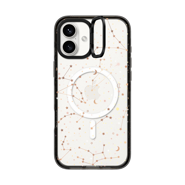 Marta Olga Klara x CASETiFY iPhone 16 Plus Case Black インパクトリングスタンドケース MagSafe対応 Space pattern on clear background/ gold stars and moon universe Marta Olga Klara x CASETiFY iPhone 16 Plus Case Black インパクトリングスタンドケース MagSafe対応 Space pattern on clear background/ gold stars and moon universe