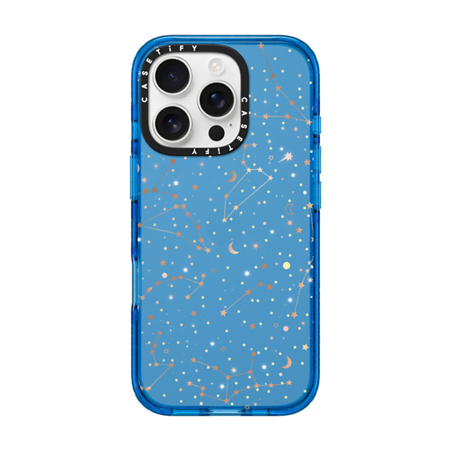 Marta Olga Klara x CASETiFY iPhone 16 Pro Case スカイブルー Impact Case Space pattern on clear background/ gold stars and moon universe Marta Olga Klara x CASETiFY iPhone 16 Pro Case スカイブルー Impact Case Space pattern on clear background/ gold stars and moon universe