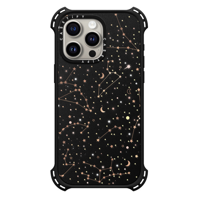 Marta Olga Klara x CASETiFY iPhone 15 Pro Max ケース Star マットブラック バウンスケース Space pattern on clear background/ gold stars and moon universe Father's Day Marta Olga Klara x CASETiFY iPhone 15 Pro Max ケース Star マットブラック バウンスケース Space pattern on clear background/ gold stars and moon universe Father's Day