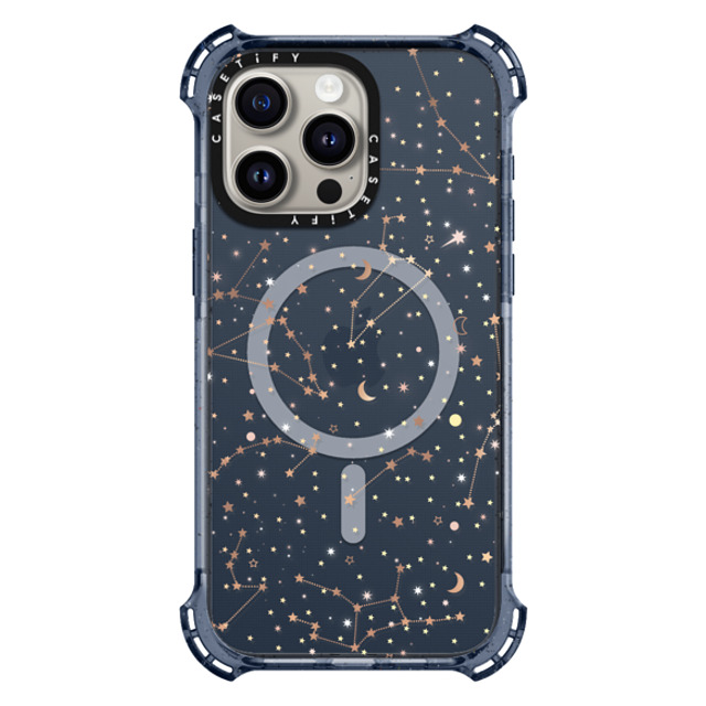 Marta Olga Klara x CASETiFY iPhone 15 Pro Max Case Classic Blue バウンスケース Space pattern on clear background/ gold stars and moon universe Marta Olga Klara x CASETiFY iPhone 15 Pro Max Case Classic Blue バウンスケース Space pattern on clear background/ gold stars and moon universe