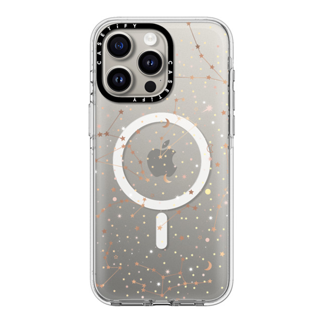 Marta Olga Klara x CASETiFY iPhone 15 Pro Max ケース クリア クリア ケース MagSafe対応 Space pattern on clear background/ gold stars and moon universe