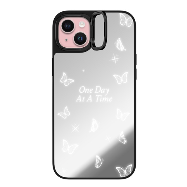 Selfcare4yu x CASETiFY iPhone 15 Plus Case Silver on Black ミラー リングスタンドケース MagSafe対応 One Day At A Time Selfcare4yu x CASETiFY iPhone 15 Plus Case Silver on Black ミラー リングスタンドケース MagSafe対応 One Day At A Time