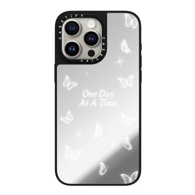 Selfcare4yu x CASETiFY iPhone 15 Pro Max ケース Silver on Black ミラーケース MagSafe対応 One Day At A Time