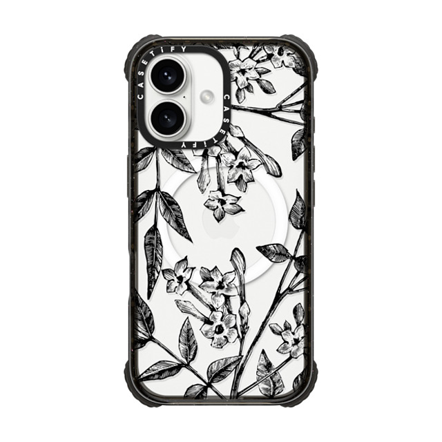 CASETiFY iPhone 16 ケース ブラック ウルトラ インパクトケース MagSafe 対応 フローラル Botanical Jasmine