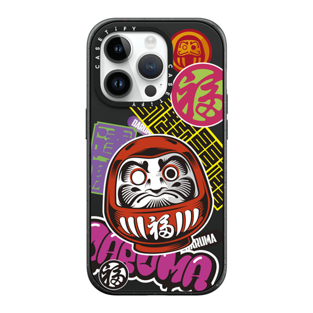 CASETiFY iPhone 14 Pro ケース マットブラック インパクトケース MagSafe対応 Daruma Stickers mika shimizu