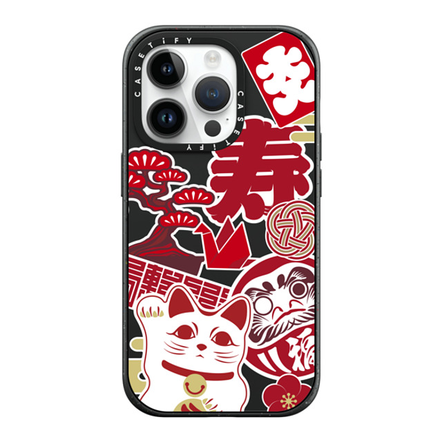 CASETiFY iPhone 14 Pro ケース マットブラック インパクトケース MagSafe対応 Japan icon stickers mika shimizu