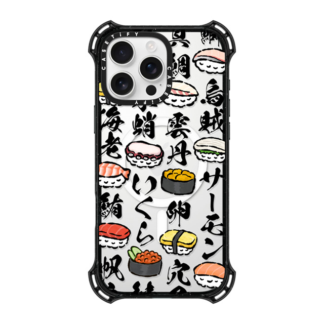 CASETiFY iPhone 16 Pro Max ケース ブラック バウンスケース Sushi Party mika shimizu