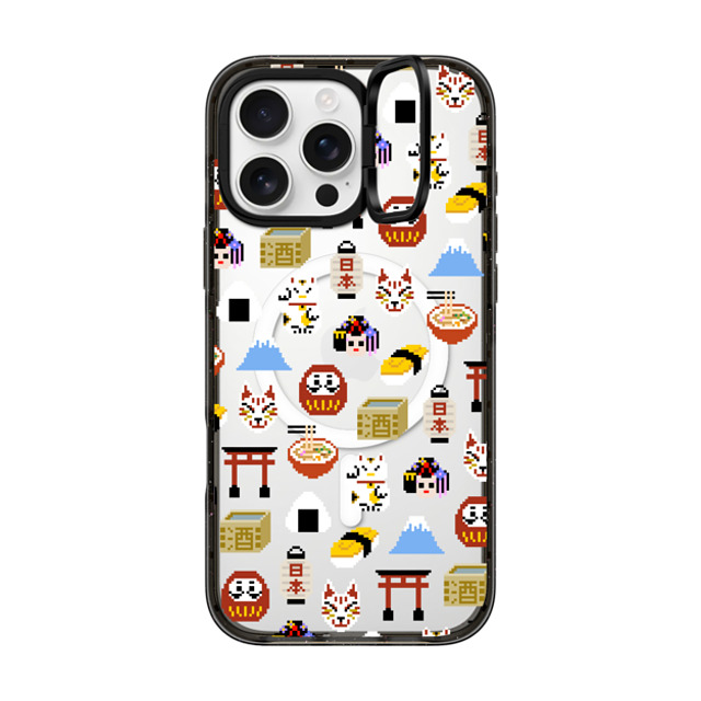 CASETiFY iPhone 16 Pro Max ケース ブラック インパクトリングスタンドケース MagSafe対応 Japan Anime Pixel mika shimizu