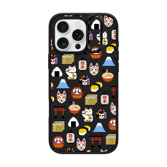 CASETiFY iPhone 16 Pro Max ケース マットブラック インパクトリングスタンドケース MagSafe対応 Japan Anime Pixel mika shimizu