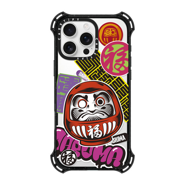 CASETiFY iPhone 16 Pro Max ケース ブラック バウンスケース Daruma Stickers mika shimizu