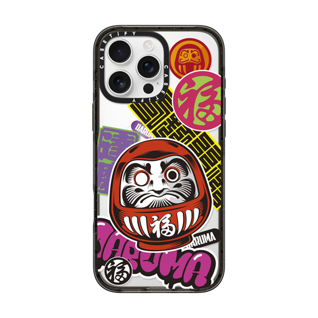 CASETiFY iPhone 16 Pro Max ケース ブラック インパクトケース MagSafe対応 Daruma Stickers mika shimizu