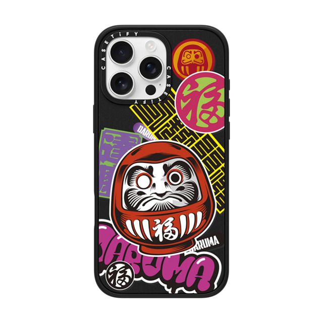 CASETiFY iPhone 16 Pro Max ケース マットブラック インパクトケース MagSafe対応 Daruma Stickers mika shimizu