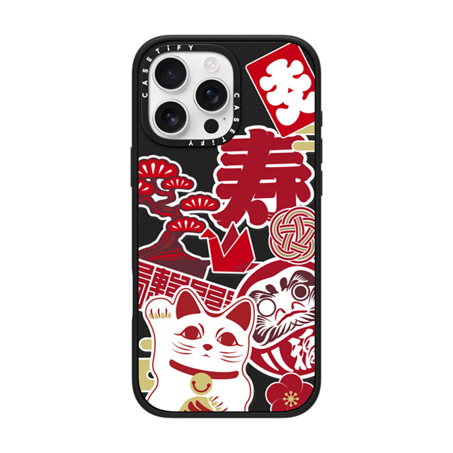 CASETiFY iPhone 16 Pro Max ケース マットブラック インパクトケース MagSafe対応 Japan icon stickers mika shimizu