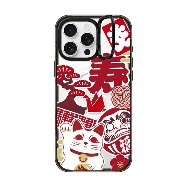 CASETiFY iPhone 16 Pro Max ケース ブラック インパクトリングスタンドケース MagSafe対応 Japan icon stickers mika shimizu