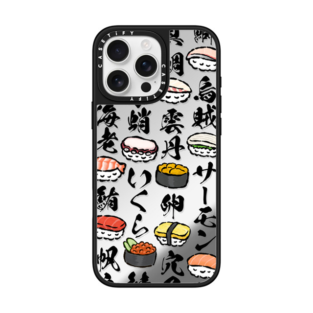 CASETiFY iPhone 16 Pro Max ケース Silver on Black ミラーケース MagSafe対応 Sushi Party mika shimizu