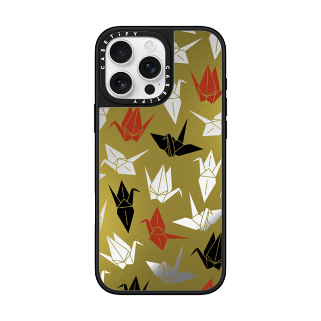 CASETiFY iPhone 16 Pro Max Case Silver on Black ミラーケース MagSafe対応 Origami Crane mika shimizu Father's Day CASETiFY iPhone 16 Pro Max Case Silver on Black ミラーケース MagSafe対応 Origami Crane mika shimizu Father's Day