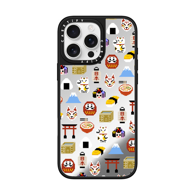 CASETiFY iPhone 16 Pro Max ケース Silver on Black ミラーケース MagSafe対応 Japan Anime Pixel mika shimizu