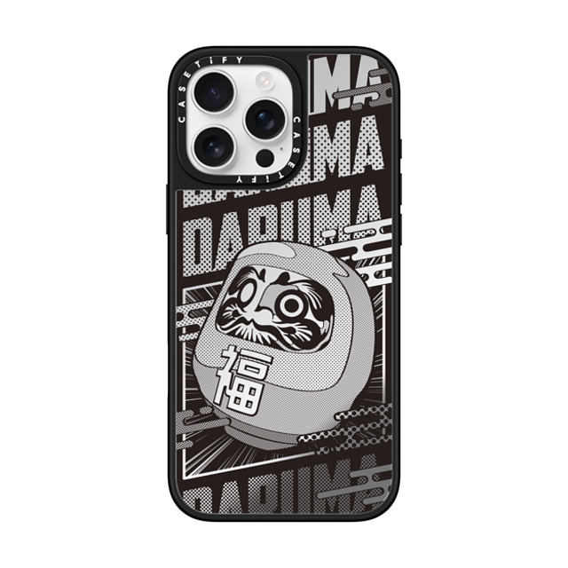 CASETiFY iPhone 16 Pro Max ケース Silver on Black ミラーケース MagSafe対応 Daruma Comic mika shimizu