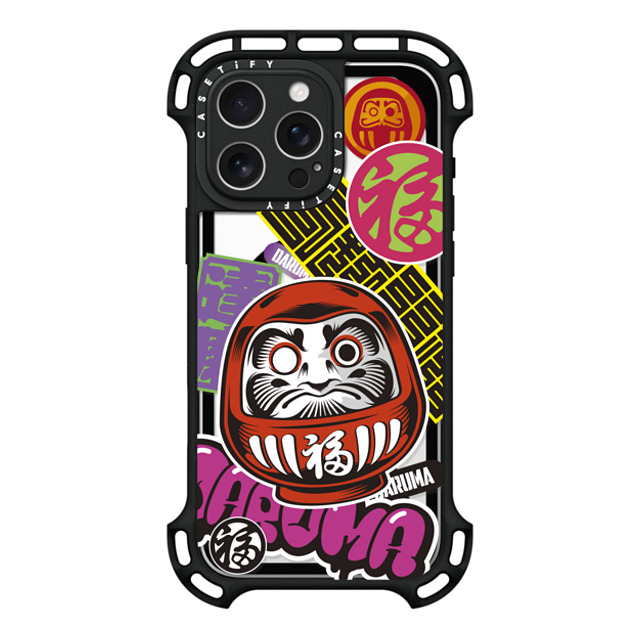 CASETiFY iPhone 16 Pro Max ケース ブラック ウルトラ バウンスケース MagSafe対応 Daruma Stickers mika shimizu