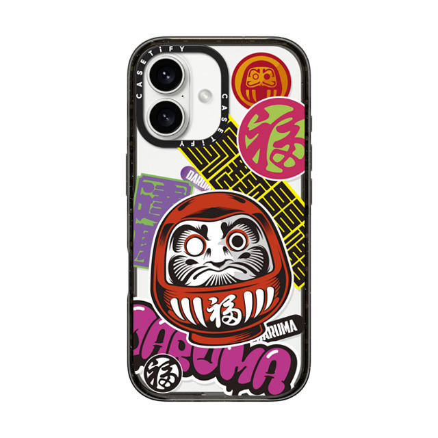 CASETiFY iPhone 16 ケース ブラック インパクトケース Daruma Stickers mika shimizu