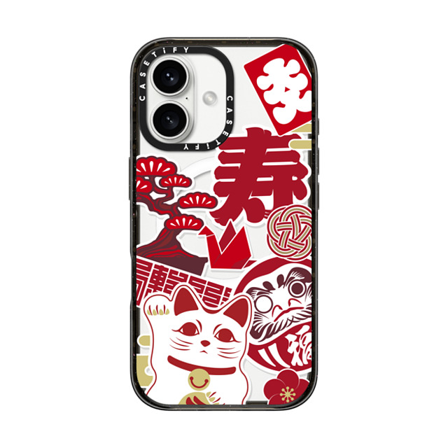 CASETiFY iPhone 16 ケース ブラック インパクトケース MagSafe対応 Japan icon stickers mika shimizu