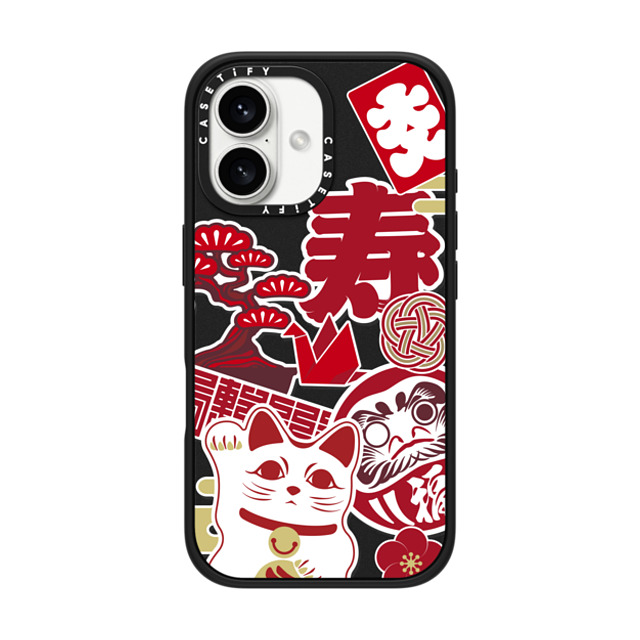 CASETiFY iPhone 16 ケース マットブラック インパクトケース MagSafe対応 Japan icon stickers mika shimizu