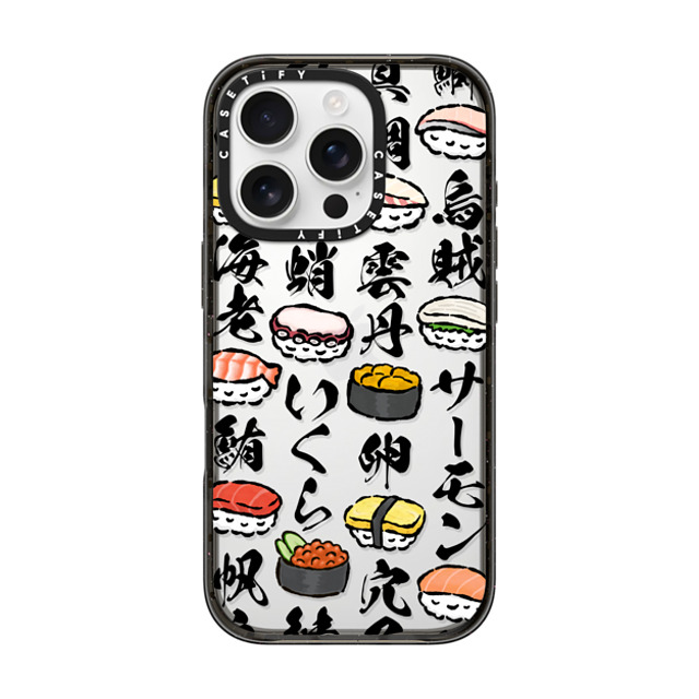 CASETiFY iPhone 16 Pro ケース ブラック インパクトケース Sushi Party mika shimizu
