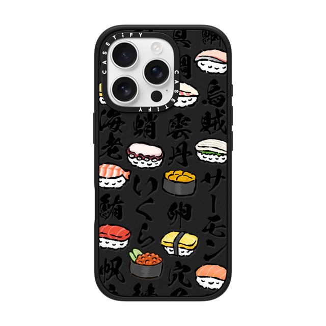 CASETiFY iPhone 16 Pro ケース マットブラック インパクトケース Sushi Party mika shimizu