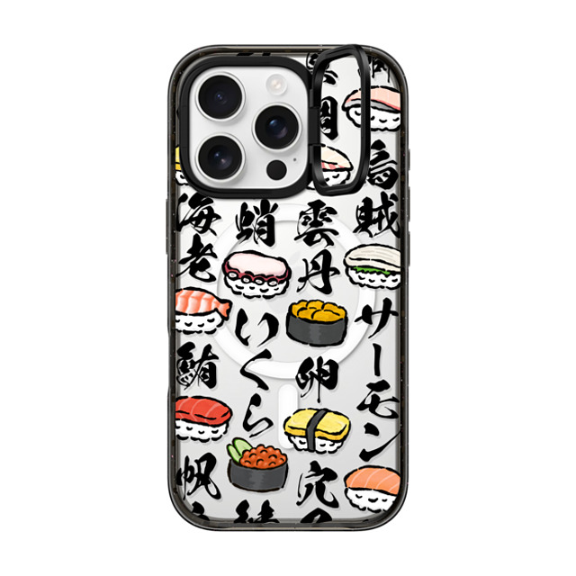 CASETiFY iPhone 16 Pro ケース ブラック インパクトリングスタンドケース MagSafe対応 Sushi Party mika shimizu