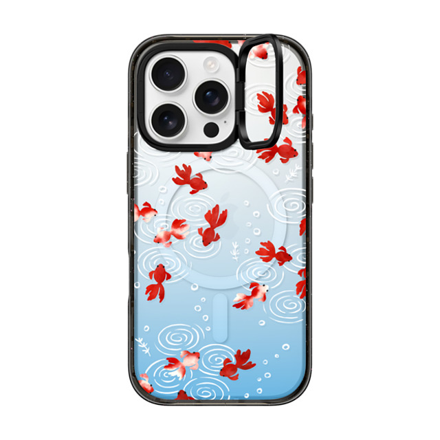 CASETiFY iPhone 16 Pro ケース ブラック インパクトリングスタンドケース MagSafe対応 Goldfish mika shimizu