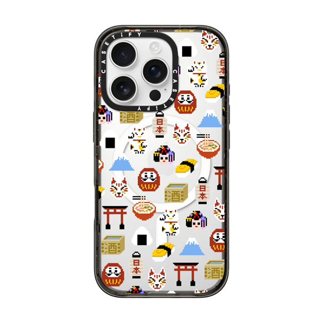 CASETiFY iPhone 16 Pro ケース ブラック インパクトケース MagSafe対応 Japan Anime Pixel mika shimizu