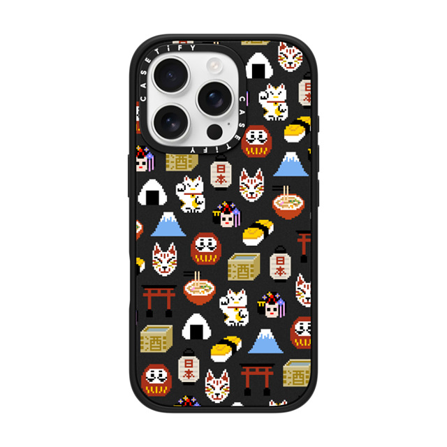 CASETiFY iPhone 16 Pro ケース マットブラック インパクトケース MagSafe対応 Japan Anime Pixel mika shimizu