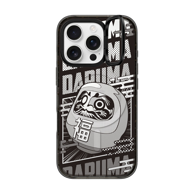 CASETiFY iPhone 16 Pro ケース ブラック インパクトリングスタンドケース MagSafe対応 Daruma Comic mika shimizu