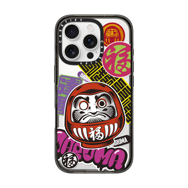 CASETiFY iPhone 16 Pro ケース ブラック インパクトケース MagSafe対応 Daruma Stickers mika shimizu