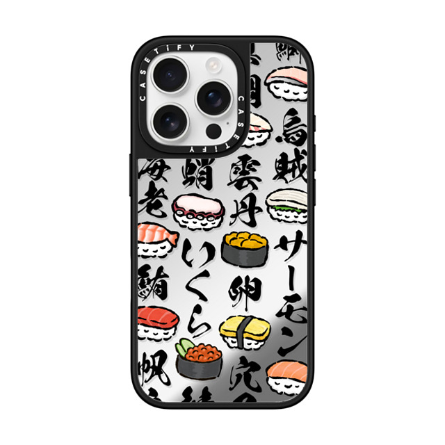 CASETiFY iPhone 16 Pro ケース Silver on Black ミラーケース MagSafe対応 Sushi Party mika shimizu