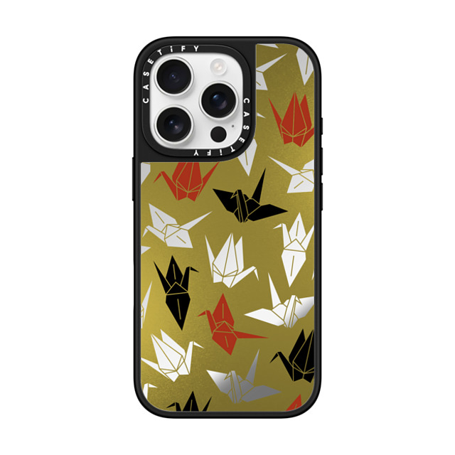 CASETiFY iPhone 16 Pro Case Silver on Black ミラーケース MagSafe対応 Origami Crane mika shimizu Mother's Day CASETiFY iPhone 16 Pro Case Silver on Black ミラーケース MagSafe対応 Origami Crane mika shimizu Mother's Day