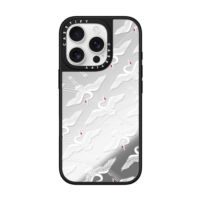 CASETiFY iPhone 16 Pro ケース Silver on Black ミラーケース MagSafe対応 Flying Crane mika shimizu Father's Day CASETiFY iPhone 16 Pro ケース Silver on Black ミラーケース MagSafe対応 Flying Crane mika shimizu Father's Day