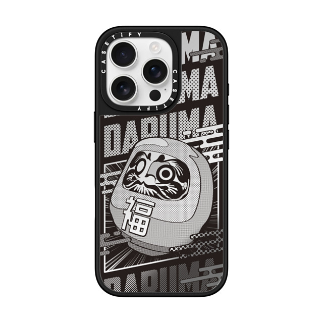 CASETiFY iPhone 16 Pro ケース Silver on Black ミラーケース MagSafe対応 Daruma Comic mika shimizu