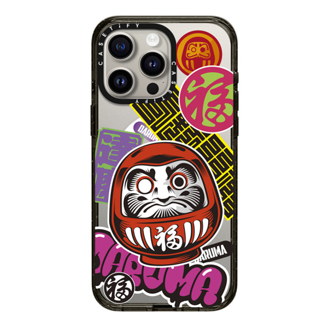 CASETiFY iPhone 15 Pro Max ケース ブラック インパクトケース MagSafe対応 Daruma Stickers mika shimizu