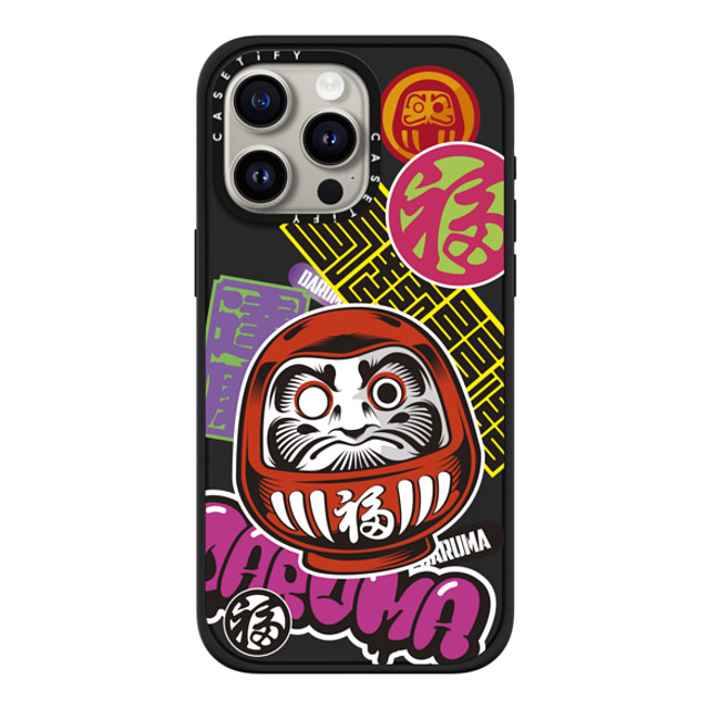 CASETiFY iPhone 15 Pro Max ケース マットブラック インパクトケース MagSafe対応 Daruma Stickers mika shimizu