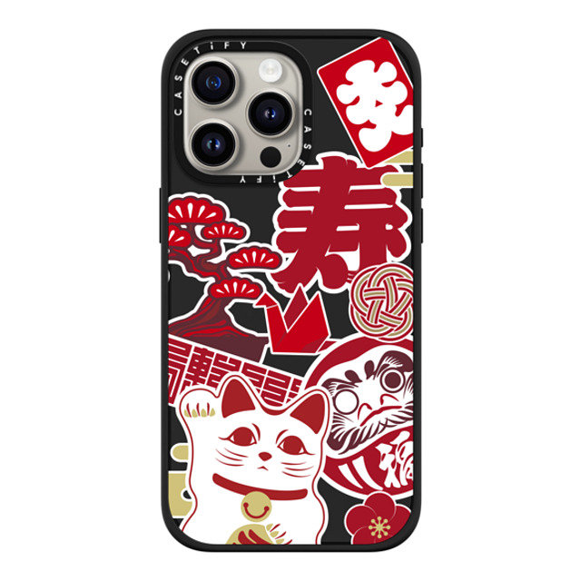 CASETiFY iPhone 15 Pro Max ケース マットブラック インパクトケース MagSafe対応 Japan icon stickers mika shimizu