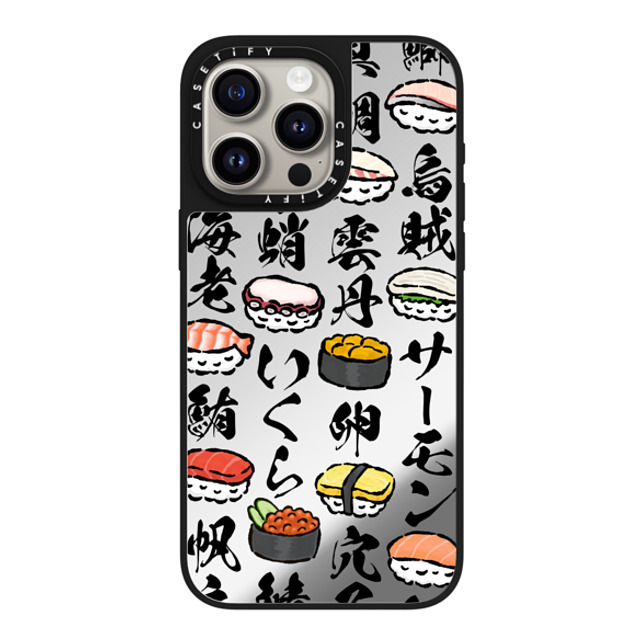 CASETiFY iPhone 15 Pro Max ケース Silver on Black ミラーケース MagSafe対応 Sushi Party mika shimizu