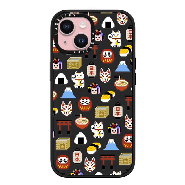 CASETiFY iPhone 15 ケース マットブラック インパクトケース MagSafe対応 Japan Anime Pixel mika shimizu