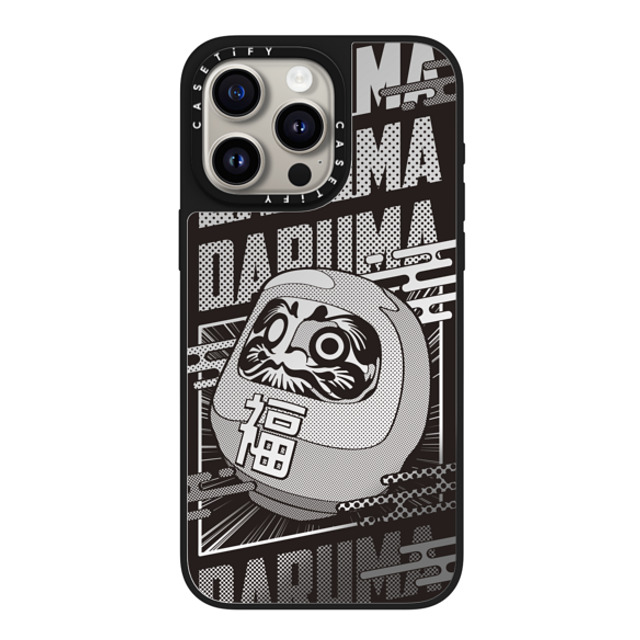 CASETiFY iPhone 15 Pro Max ケース Silver on Black ミラーケース MagSafe対応 Daruma Comic mika shimizu