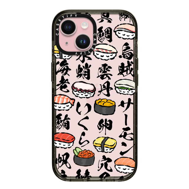 CASETiFY iPhone 15 ケース ブラック インパクトケース Sushi Party mika shimizu